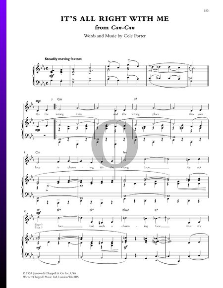 It’s All Right With Me Partitura