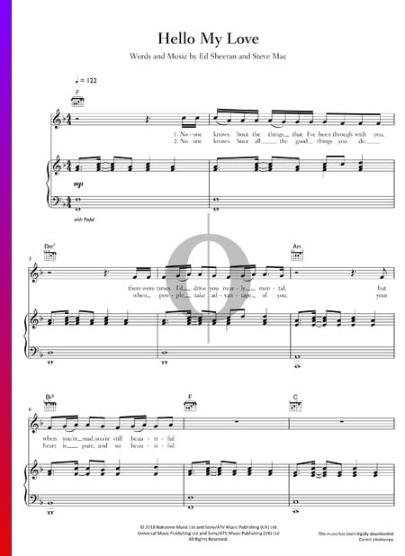 Hello My Love Sheet Music