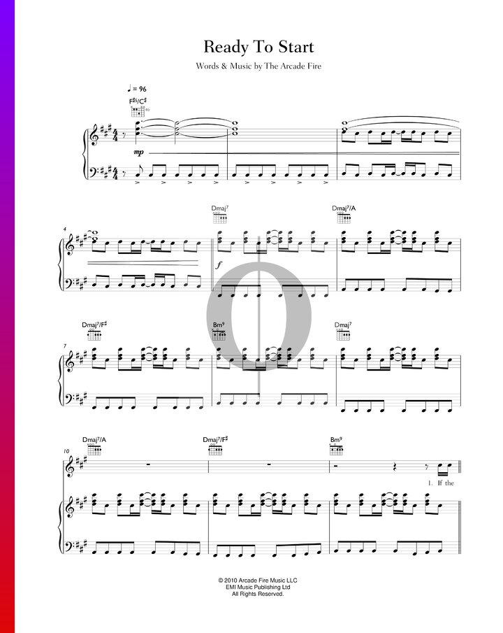 Ready To Start (Arcade Fire) Piano Sheet Music OKTAV