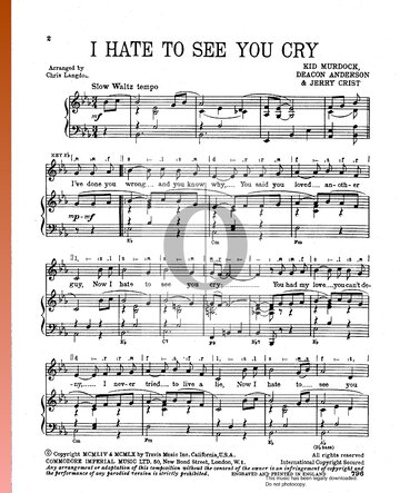 I Hate To See You Cry Partitura