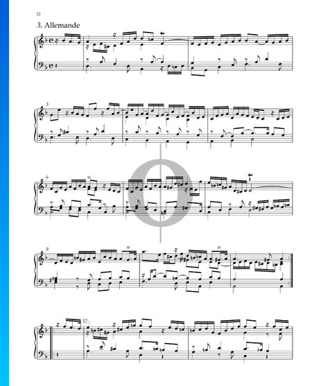Suite No. 3 en Ré mineur, HWV 428: 3. Allemande Partition