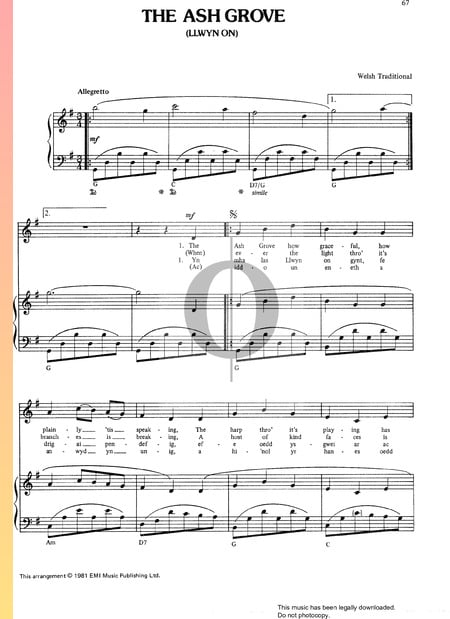 The Ash Grove (Llwyn On) Musik-Noten