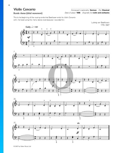 Concierto para violín y orquesta en re mayor, Op. 61: 3. Rondó (Allegro) Partitura