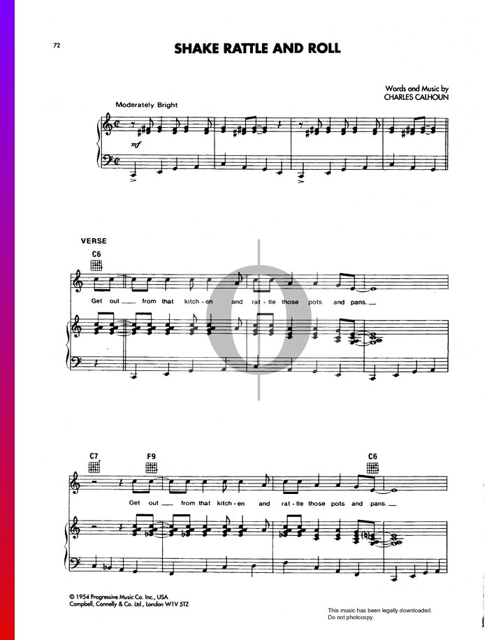 Shake Rattle And Roll (Big Joe Turner) Piano Sheet Music OKTAV