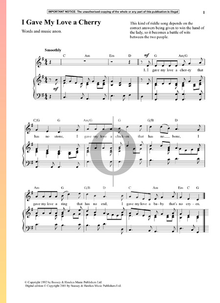 I Gave My Love A Cherry Sheet Music