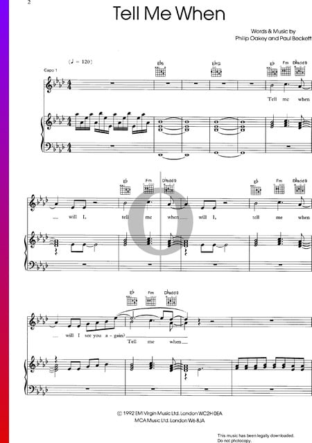 Tell Me When Sheet Music