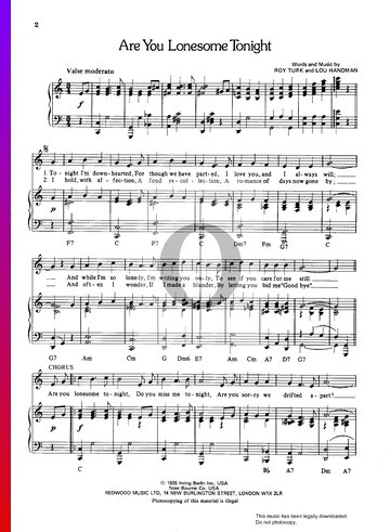 Are You Lonesome Tonight Sheet Music