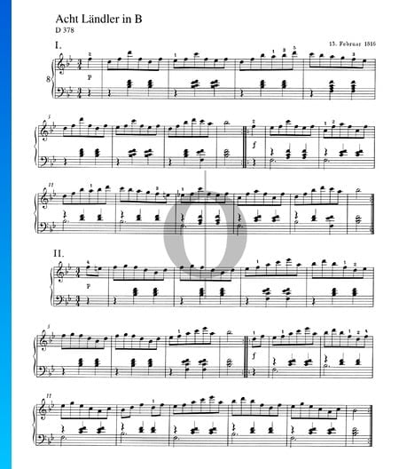 8 Ländler in B-flat Major, D 378 Sheet Music