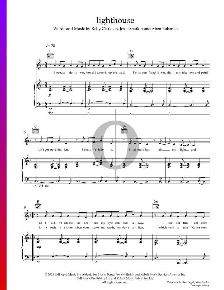 Lighthouse (Kelly Clarkson) Piano Sheet Music OKTAV