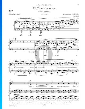 Chant d’automne, Op. 5 No. 1 Sheet Music