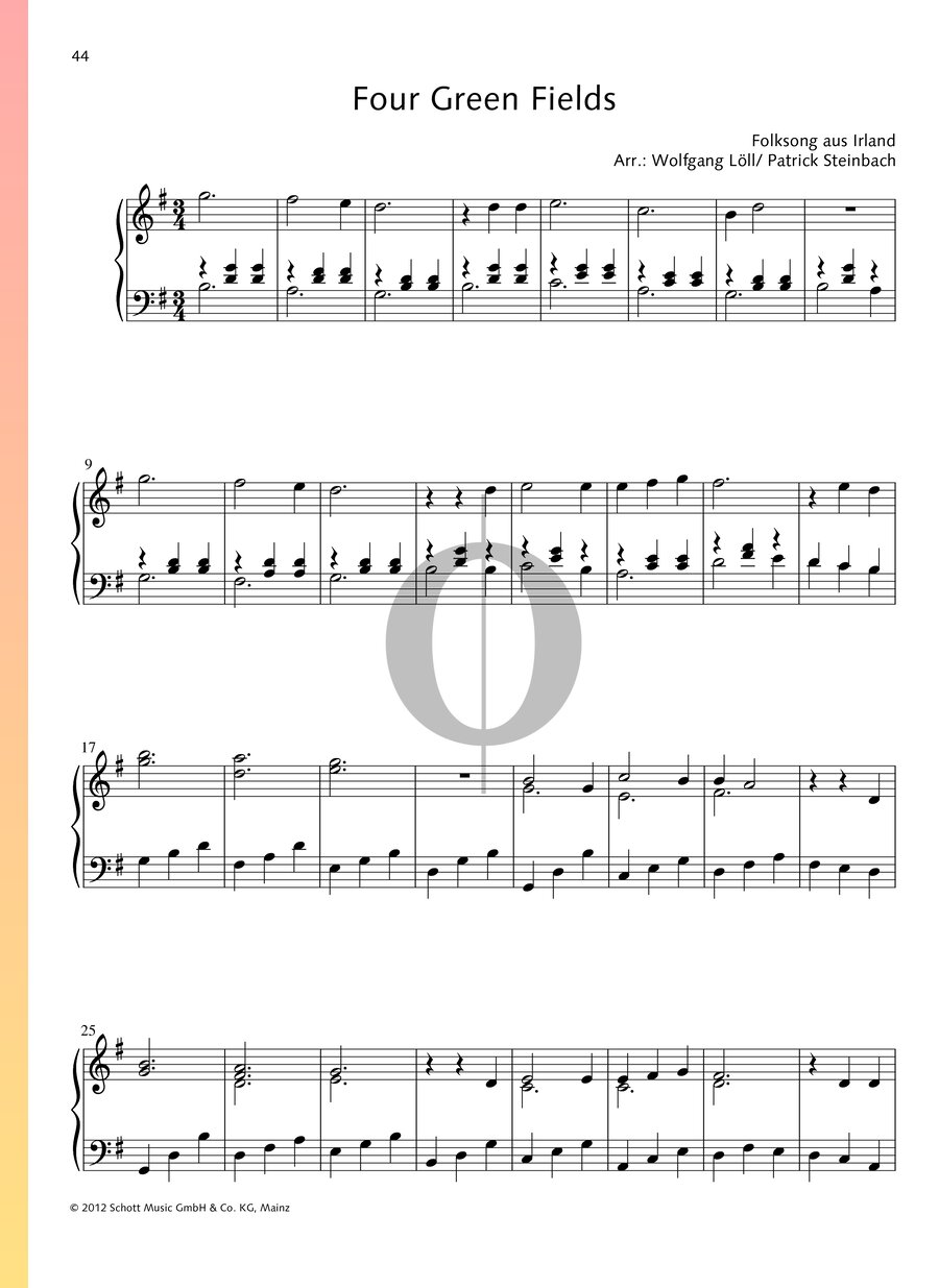 Four Green Fields (Anonymous) Piano Sheet Music OKTAV