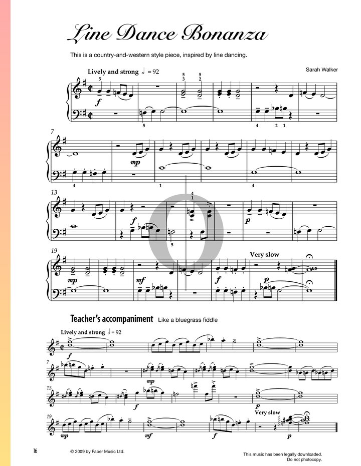 Line Dance Bonanza (Sarah Walker) Piano Sheet Music OKTAV