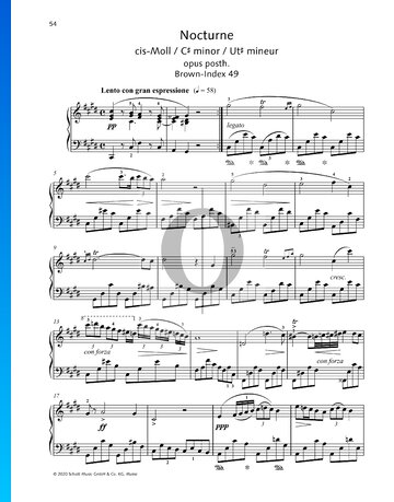 Partition Nocturne n° 20 en Do dièse mineur op. posth. 