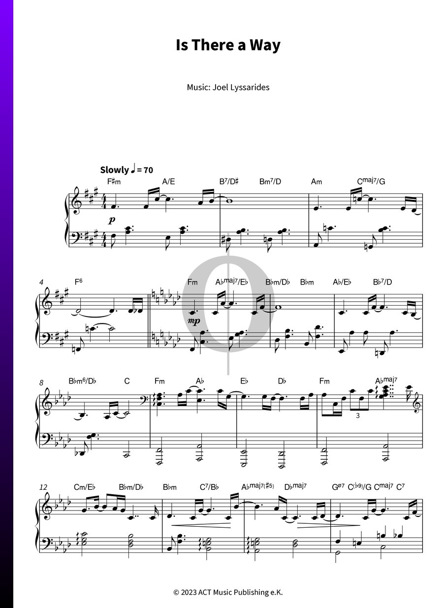 Is There a Way (Joel Lyssarides) Piano Sheet Music - OKTAV