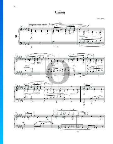 Lyric Pieces, Op. 38 No. 8: Canon Partitura
