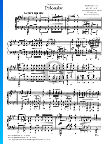 Partition Polonaise en La Majeur, Op. 40 No. 1