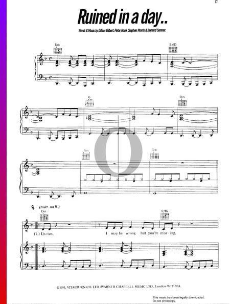 Ruined In A Day Sheet Music