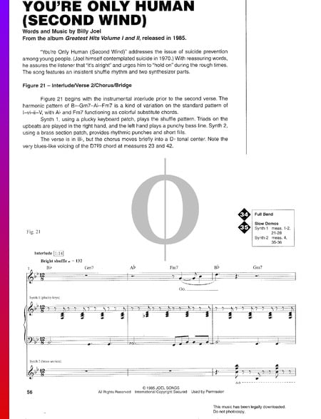 You're Only Human (Second Wind) Sheet Music