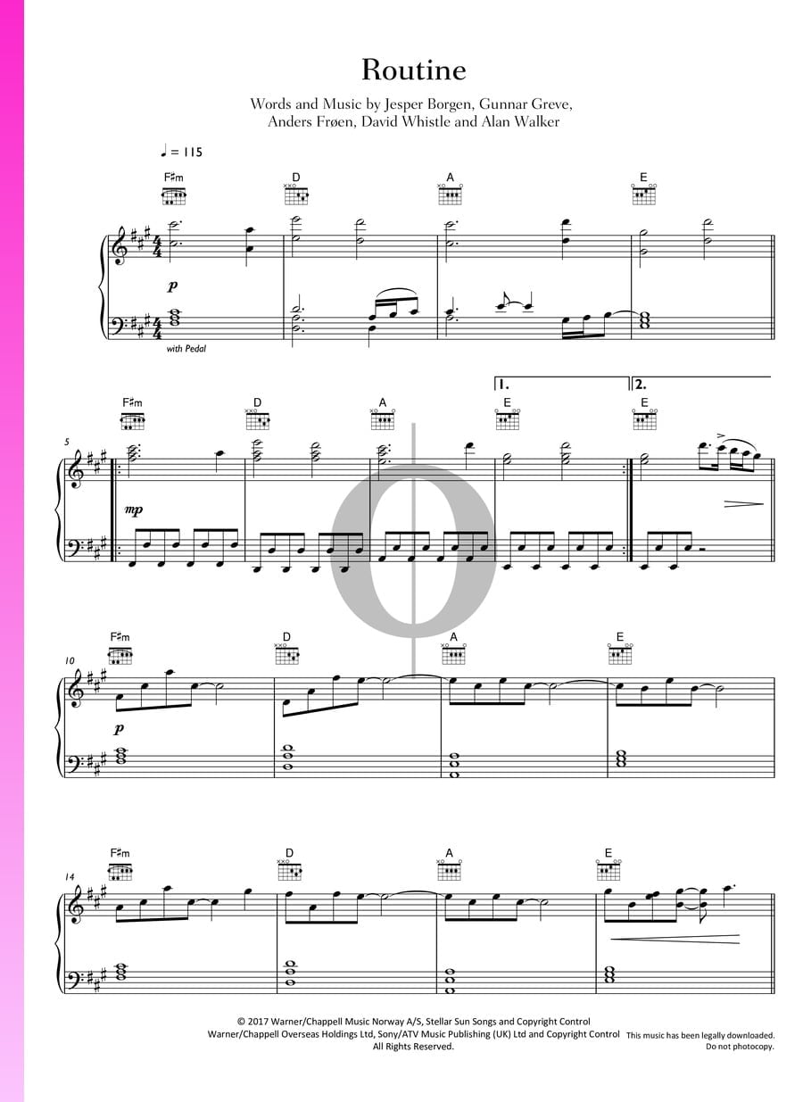 Routine (Alan Walker, David Whistle) Piano Sheet Music - OKTAV