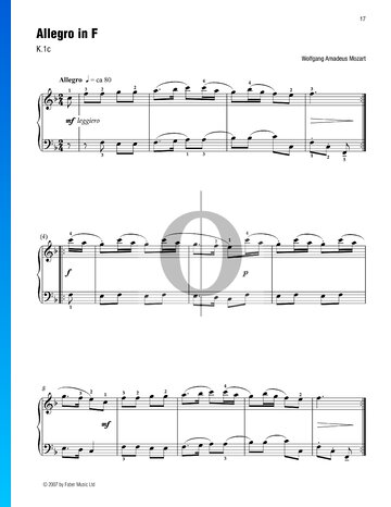 Allegro In F (KV 1c) Sheet Music