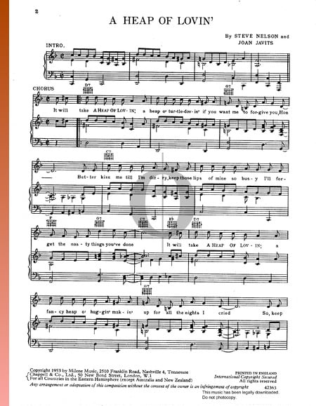 A Heap Of Lovin' Musik-Noten