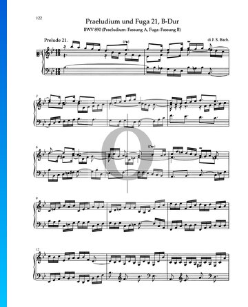 Partition Prélude en Si bémol Majeur, BWV 890