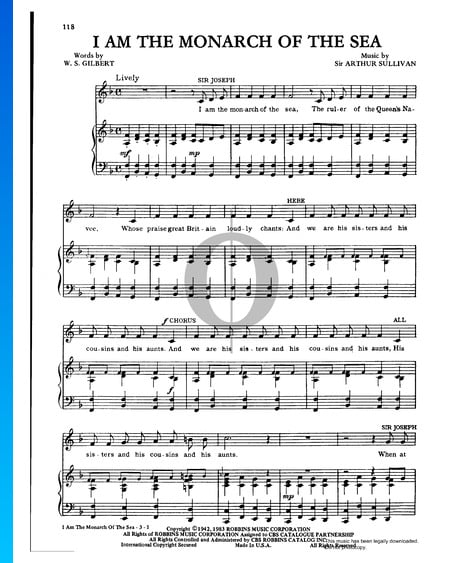 I Am The Monarch Of The Sea Musik-Noten