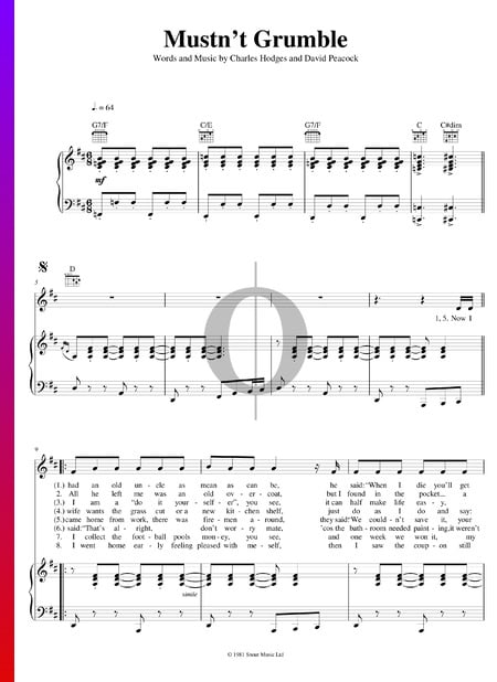 Mustn't Grumble Sheet Music