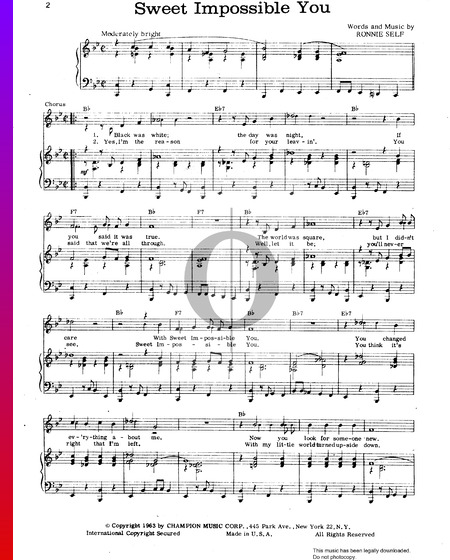 Sweet Impossible You Partitura