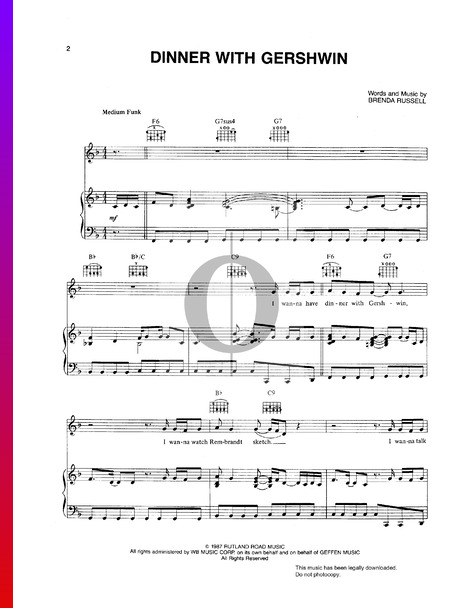 Dinner With Gershwin Sheet Music