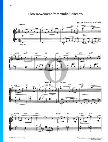 Violinkonzert e-Moll, Op 64: 2. Andante Musik-Noten