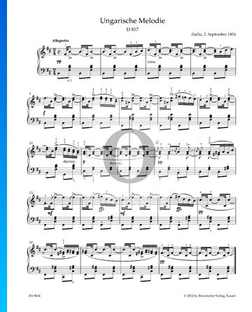 Hungarian Melody, D 817 bladmuziek