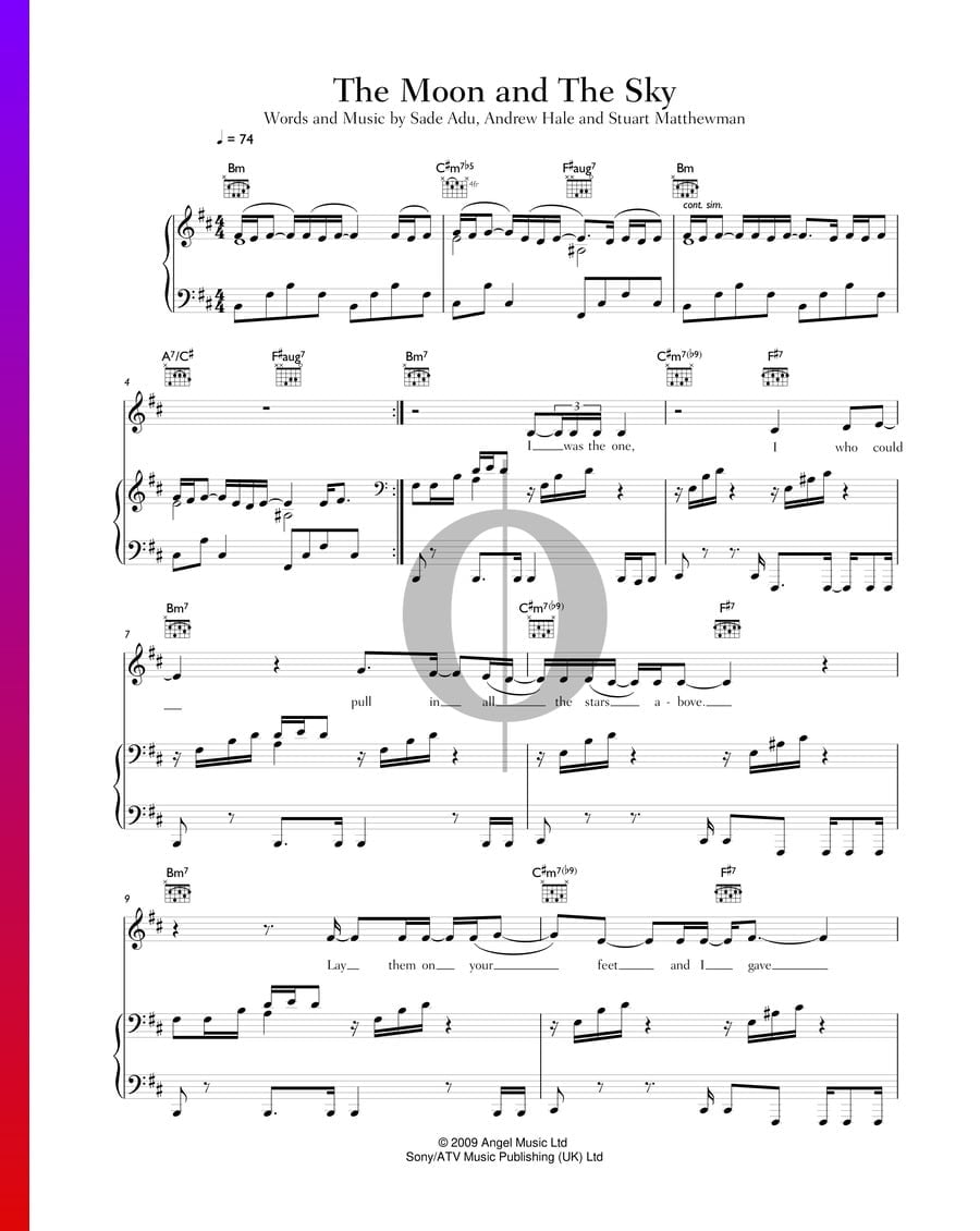 The Moon and the Sky (Sade) Piano Sheet Music - OKTAV