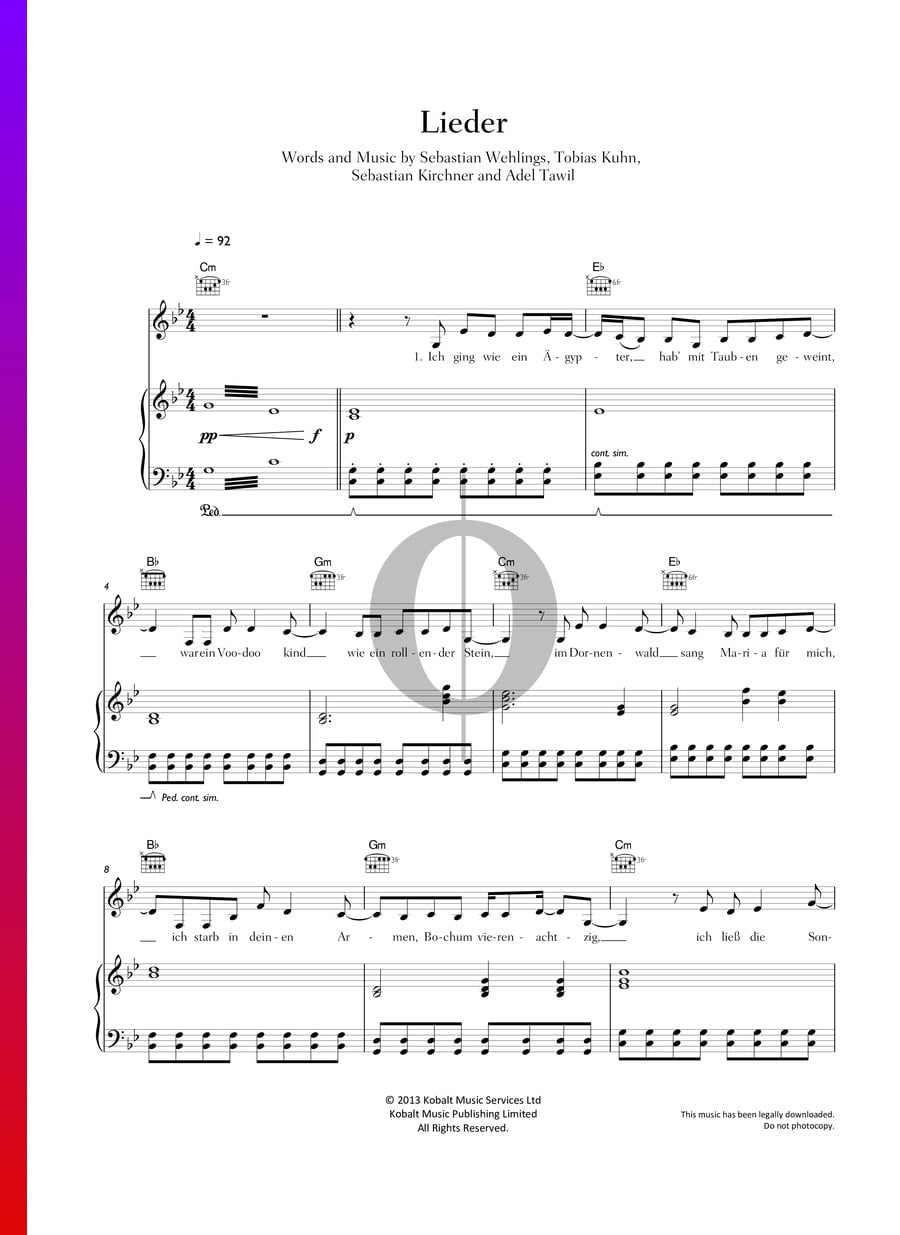 Lieder Noten (Klavier, Gitarre, Gesang) von Adel Tawil OKTAV Lieder Noten (Klavier, Gitarre, Gesang) von Adel Tawil OKTAV