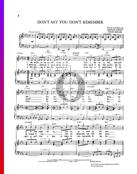 Don't Say You Don't Remember Musik-Noten
