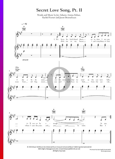 Secret Love Song, Part II Sheet Music