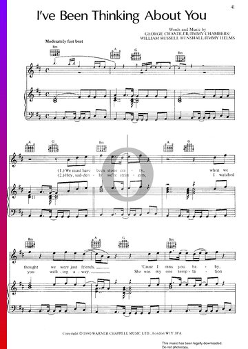 I've Been Thinking About You Sheet Music