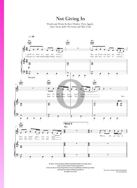 Not Giving In Sheet Music