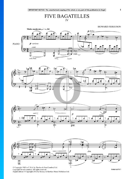 5 Bagatelles, Op. 9: No. 4. Molto moderato Partitura