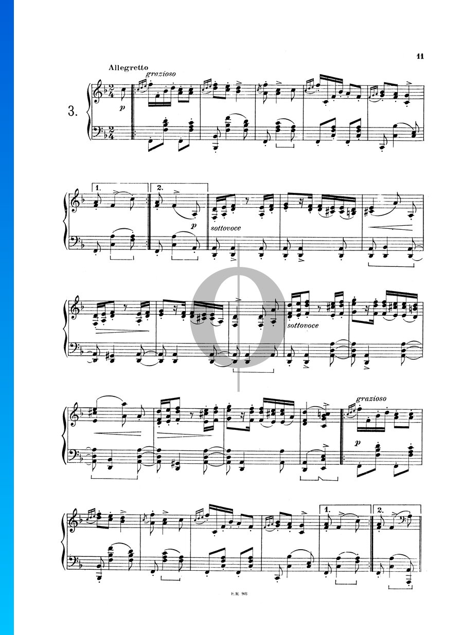 Ungarischer Tanz, Nr. 3 Noten (Piano Solo) von Johannes Brahms - OKTAV