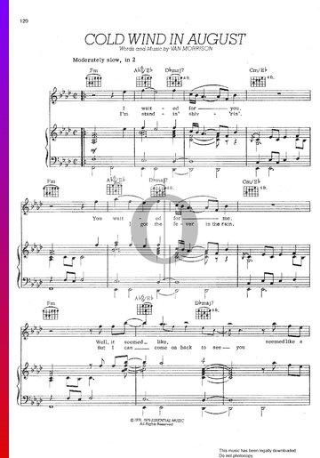 Cold Wind In August Sheet Music