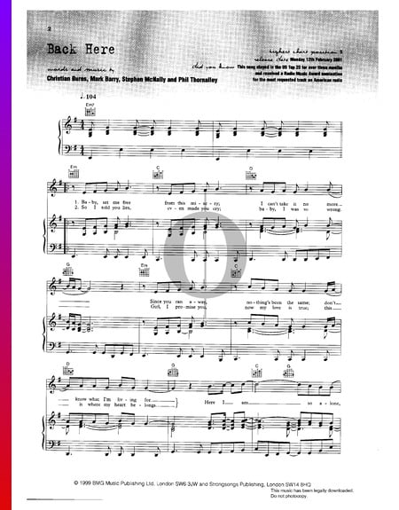 Back Here Musik-Noten