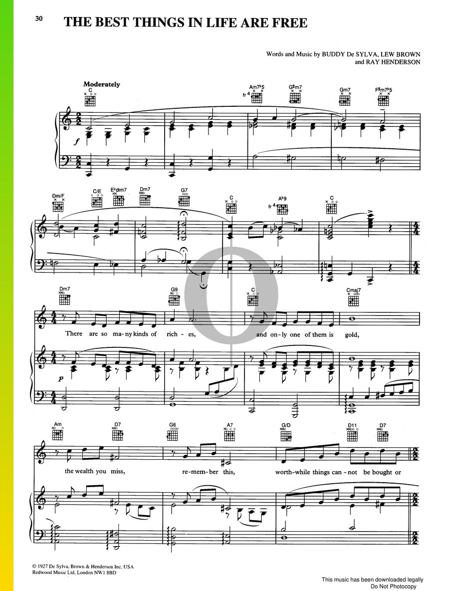 the-best-things-in-life-are-free-ray-henderson-piano-sheet-music-oktav