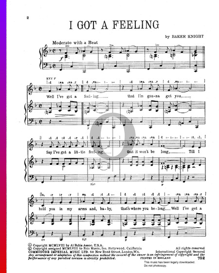 I Got A Feeling Sheet Music