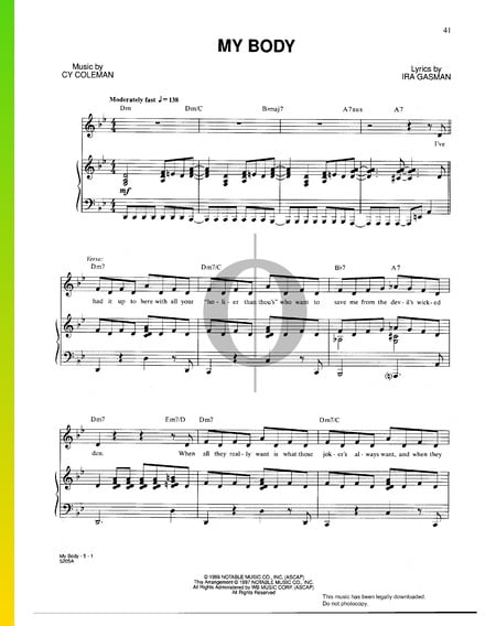 My Body Musik-Noten