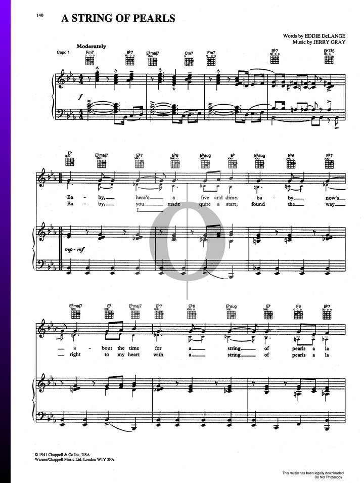 A String Of Pearls (Jerry Gray) Piano Sheet Music OKTAV