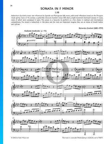Sonata en fa menor, K466  (L.118) Partitura