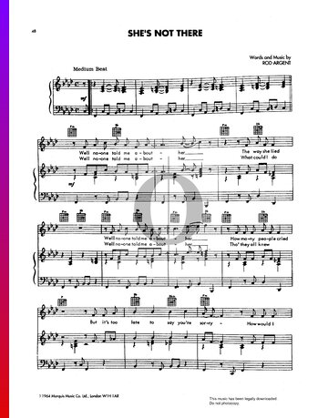 She's Not There Sheet Music