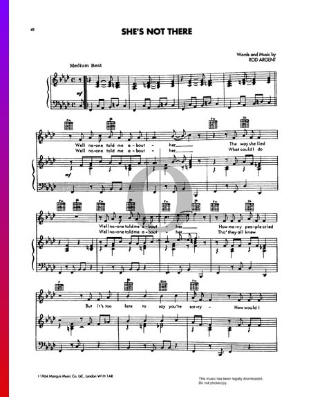 She's Not There Sheet Music