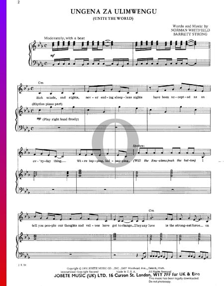 Ungena Za Ulimwengu (Unite The World) Sheet Music